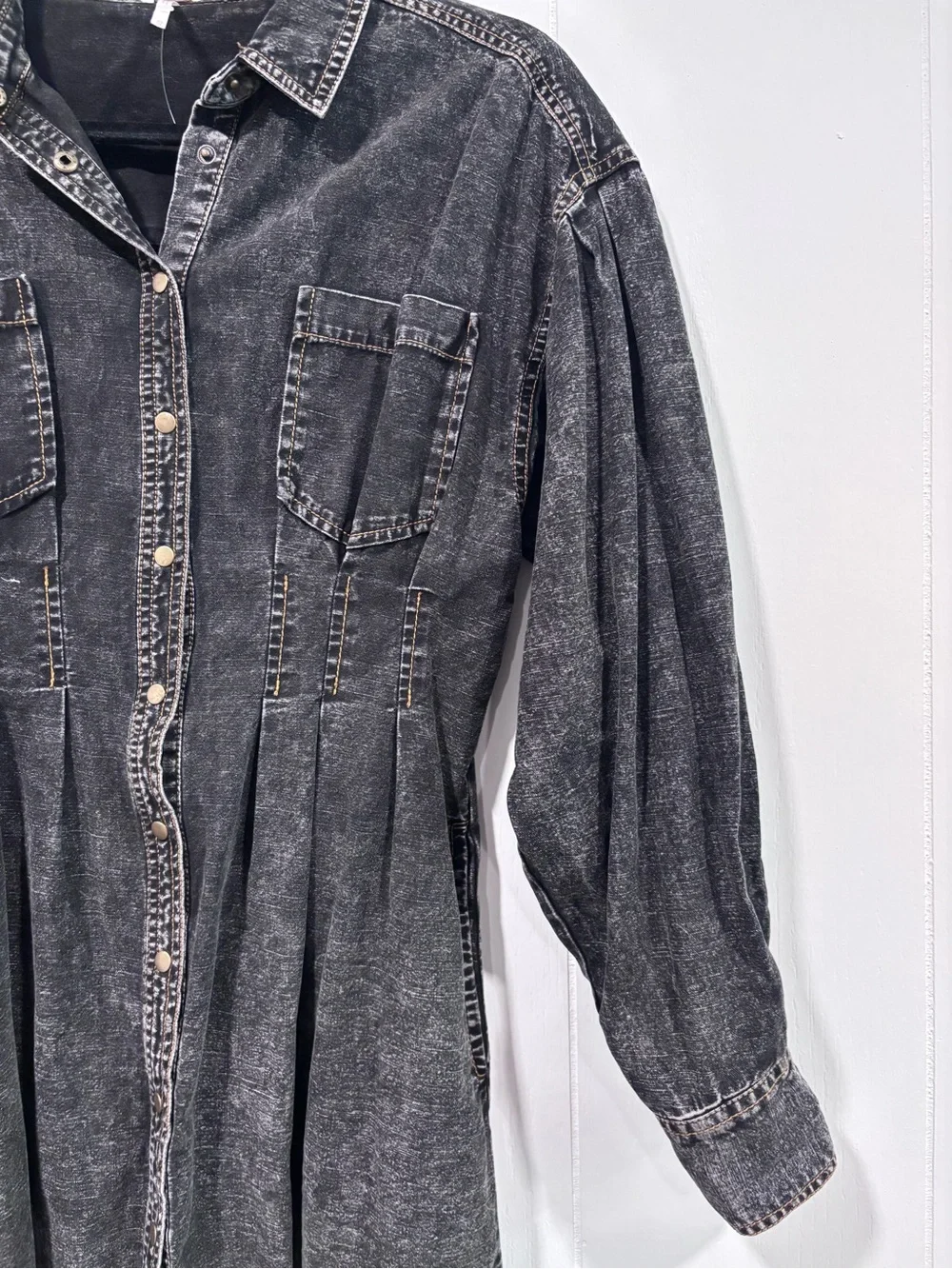Free People AphaWashed Black Denim Shirt Dress